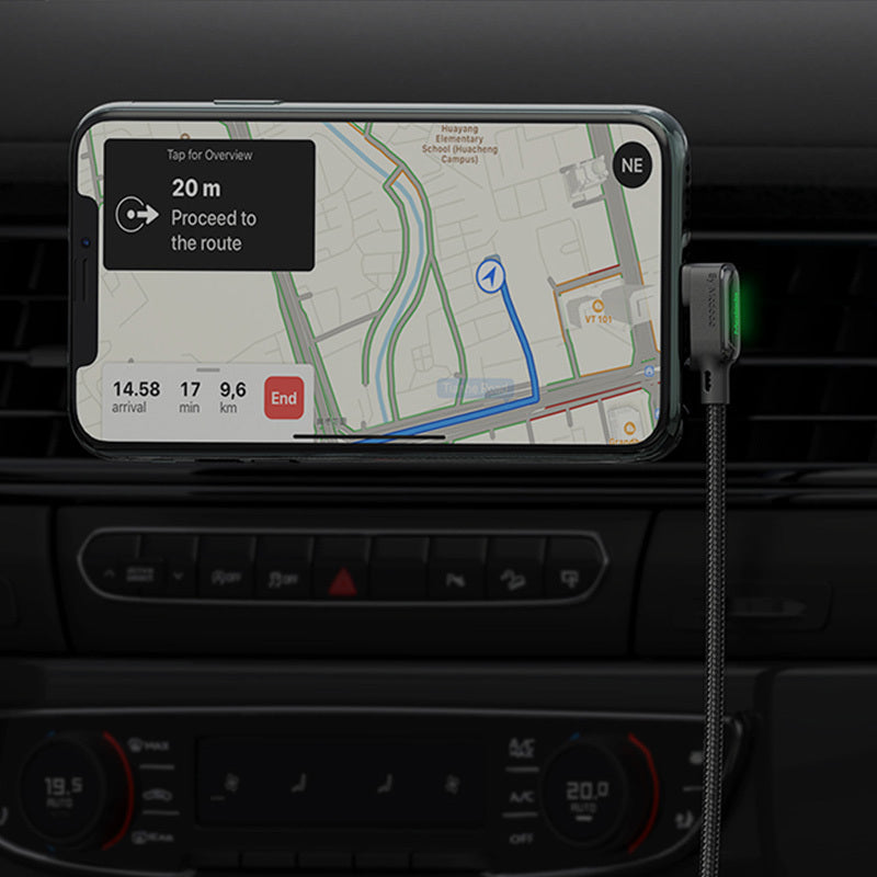 Double elbow spring charging cable