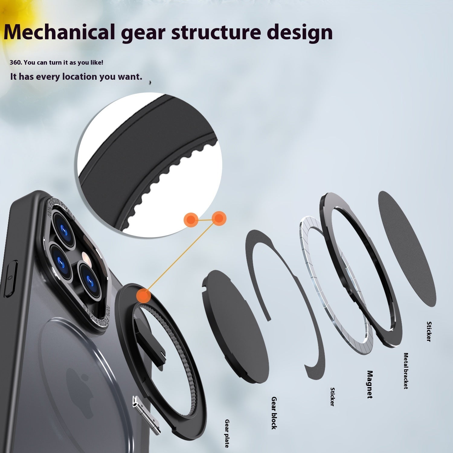 360 Rotating Bracket Protective Sleeve Phone Case