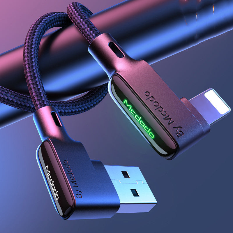 Double elbow spring charging cable